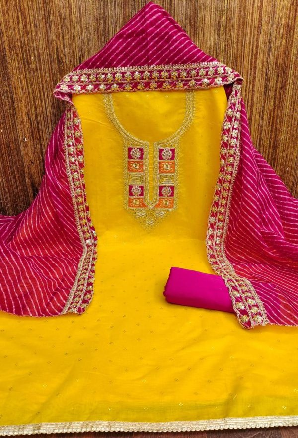 F 13 STUDIO CHANDERI BOOTI SUITS MATERIALS