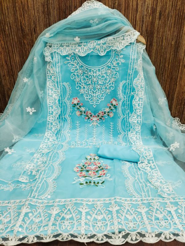 F 13 STUDIO ORGANZA SILK WORK SUITS MATERIALS