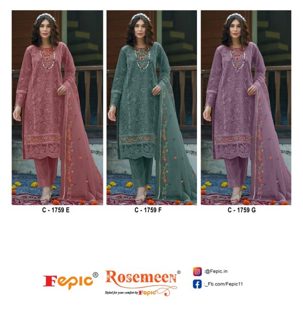 FEPIC C 1759 E F G ROSEMEEN PAKISTANI SUITS