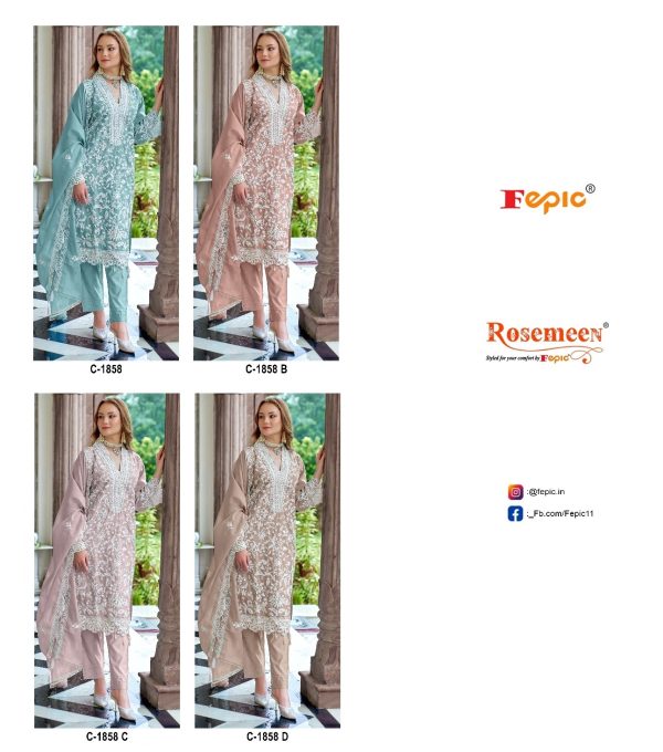 FEPIC C 1858 ROSEMEEN PAKISTANI SUITS WHOLESALE