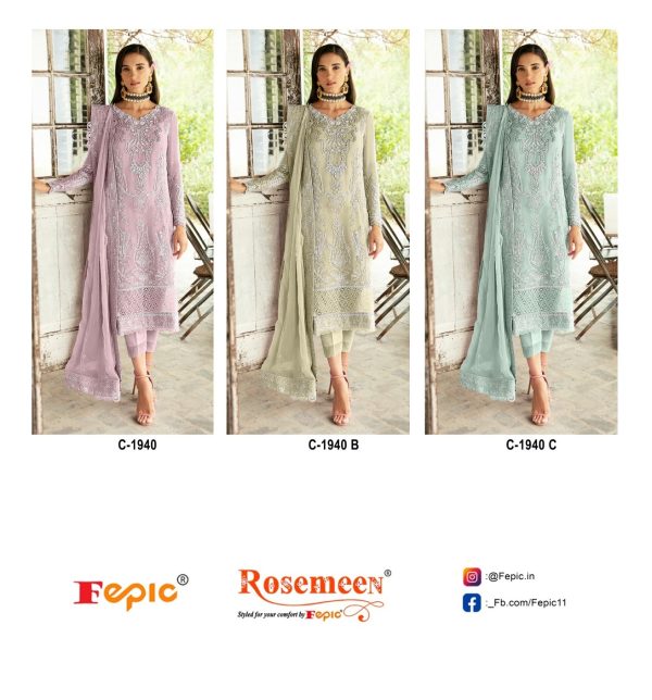 FEPIC C 1940 ROSEMEEN PAKISTANI SUITS IN INDIA