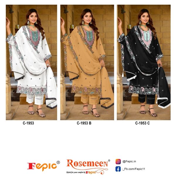 FEPIC C 1953 ROSEMEEN PAKISTANI SUITS WHOLESALE