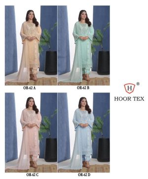 HOOR TEX OR 62 A B C D ORGANZA PAKISTANI SUITS