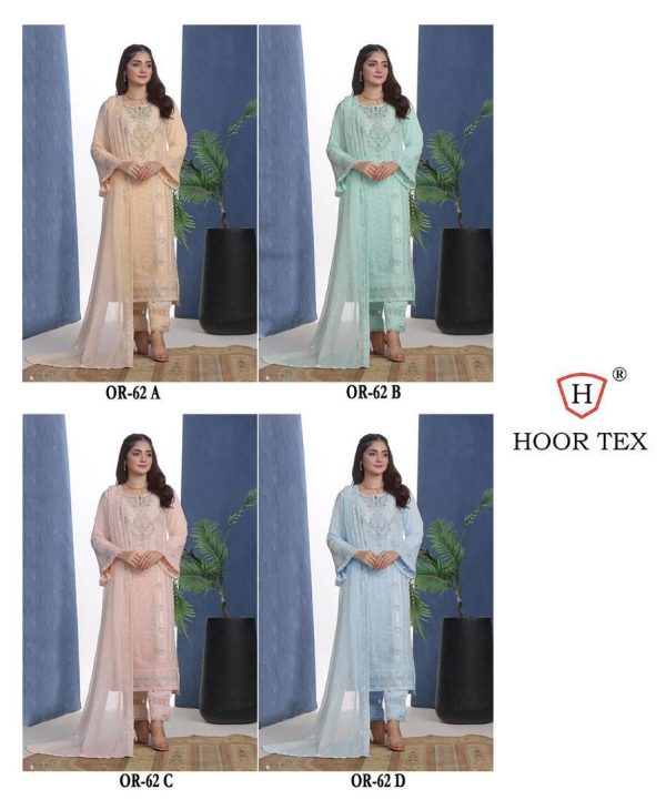 HOOR TEX OR 62 A B C D ORGANZA PAKISTANI SUITS