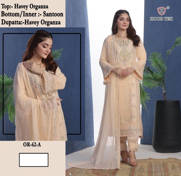 HOOR TEX OR 62 A B C D ORGANZA PAKISTANI SUITS