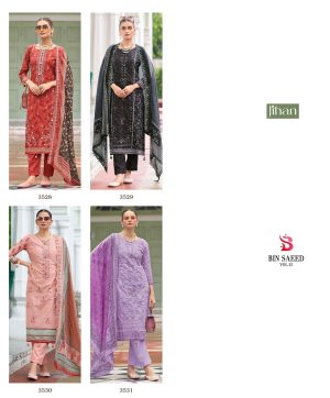 JIHAN 3528 TO 3531 BIN SAEED VOL 15 COTTON SUITS