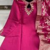 AKSHAR DESIGNER PINK BANANA CHANDERI SILK KURTI