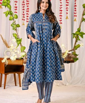 MURTI TRENDS SKY BLUE COTTON KURTI WHOLESALE