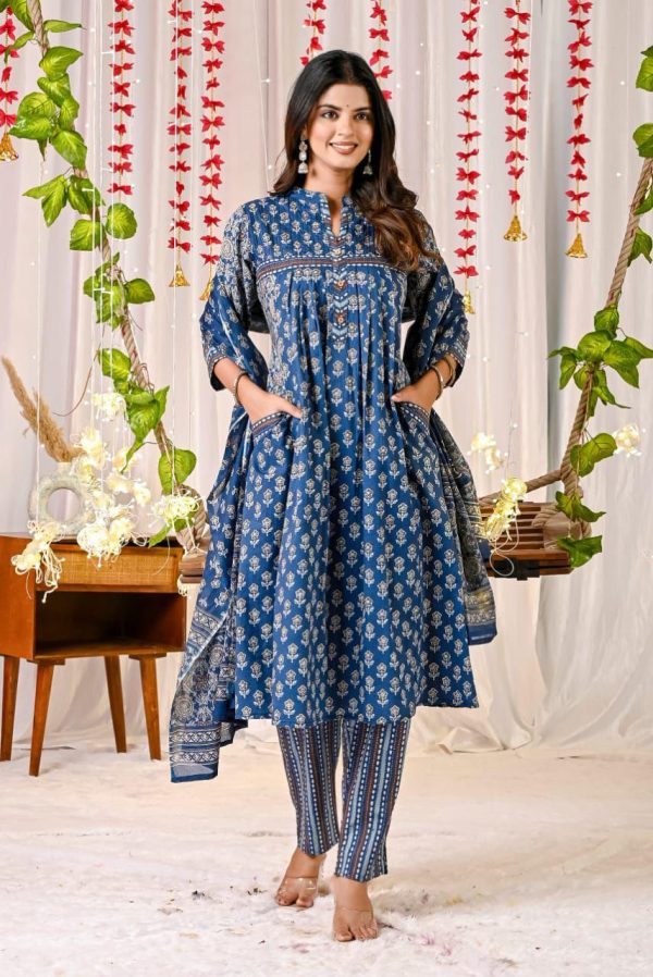 MURTI TRENDS SKY BLUE COTTON KURTI WHOLESALE