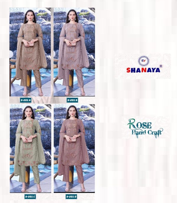 SHANAYA FASHION S 201 A B C D ROSE HAND CRAFT SUITS