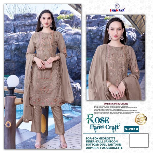 SHANAYA FASHION S 201 A B C D ROSE HAND CRAFT SUITS