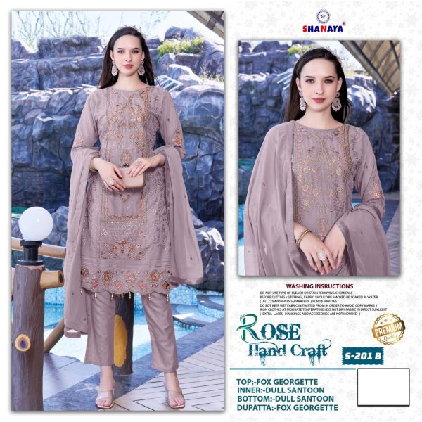 SHANAYA FASHION S 201 A B C D ROSE HAND CRAFT SUITS