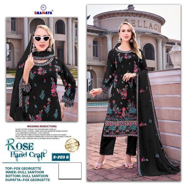 SHANAYA FASHION S 203 B ROSE PAKISTANI SUITS