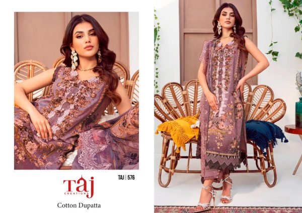 TAJ CREATIONS 576 COTTON SALWAR SUITS WHOLESALE