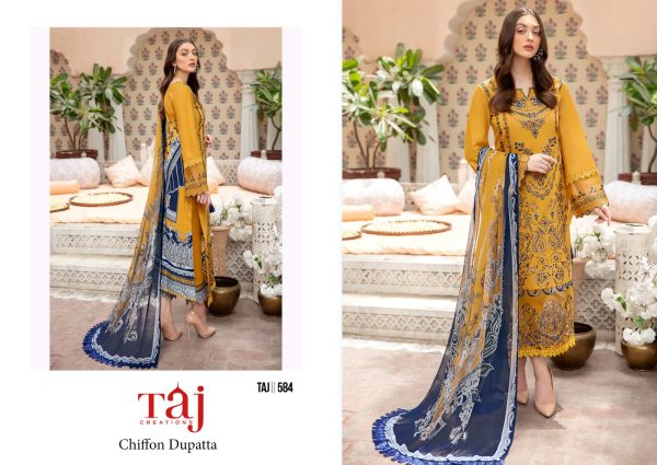 TAJ CREATIONS 584 PAKISTANI COTTON SUITS