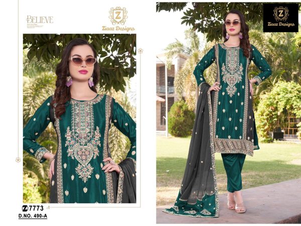 ZIAAZ DESIGNS 490 A SALWAR SUITS WHOLESALE