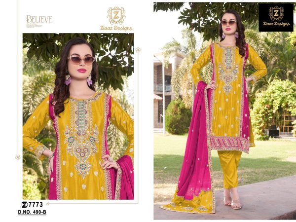 ZIAAZ DESIGNS 490 B SALWAR SUITS WHOLESALE