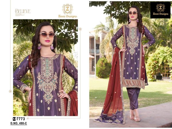 ZIAAZ DESIGNS 490 C SALWAR SUITS WHOLESALE