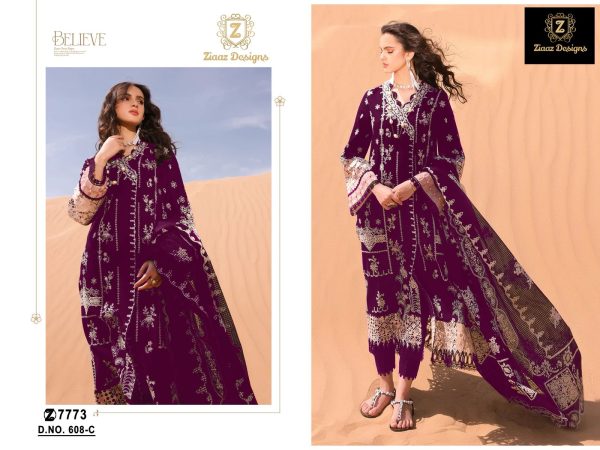 ZIAAZ DESIGNS 608 PAKISTANI SUITS WHOLESALE