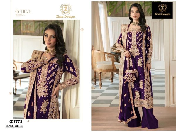 ZIAAZ DESIGNS 738 B PAKISTANI SUITS WHOLESALE