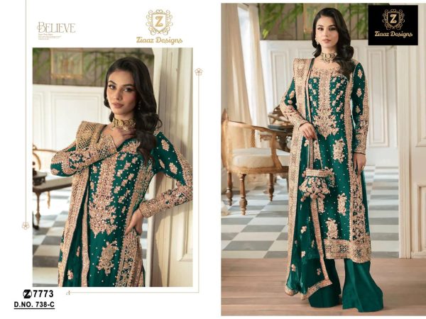 ZIAAZ DESIGNS 738 C PAKISTANI SUITS WHOLESALE