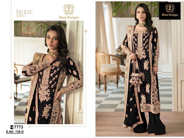 ZIAAZ DESIGNS 738 D PAKISTANI SUITS WHOLESALE