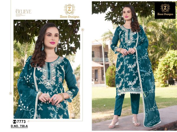 ZIAAZ DESIGNS 758 A B C D PAKISTANI SUITS ONLINE