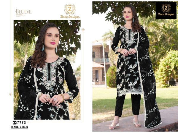 ZIAAZ DESIGNS 758 A B C D PAKISTANI SUITS ONLINE