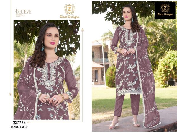 ZIAAZ DESIGNS 758 A B C D PAKISTANI SUITS ONLINE