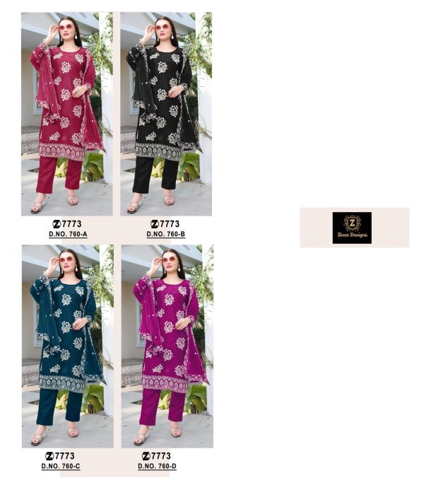 ZIAAZ DESIGNS 760 A B C D PAKISTANI SUITS WHOLESALE