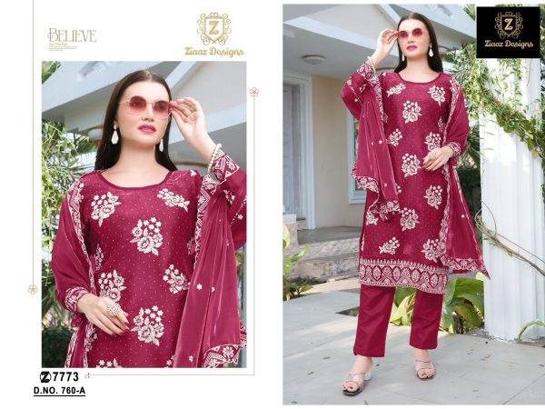 ZIAAZ DESIGNS 760 A B C D PAKISTANI SUITS WHOLESALE