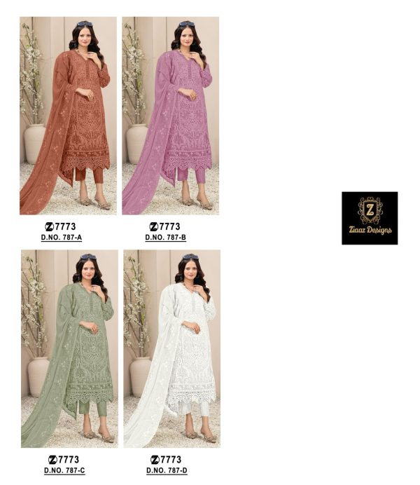 ZIAAZ DESIGNS 787 A B C D PAKISTANI SALWAR SUITS