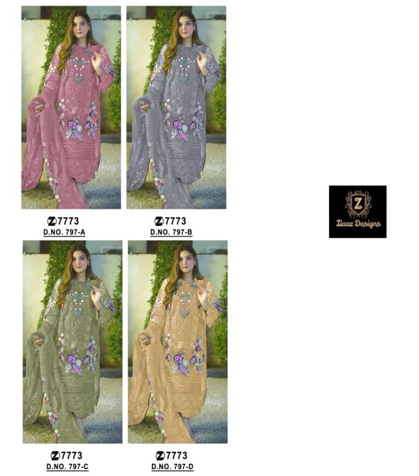 ZIAAZ DESIGNS 797 A B C D PAKISTANI SUITS