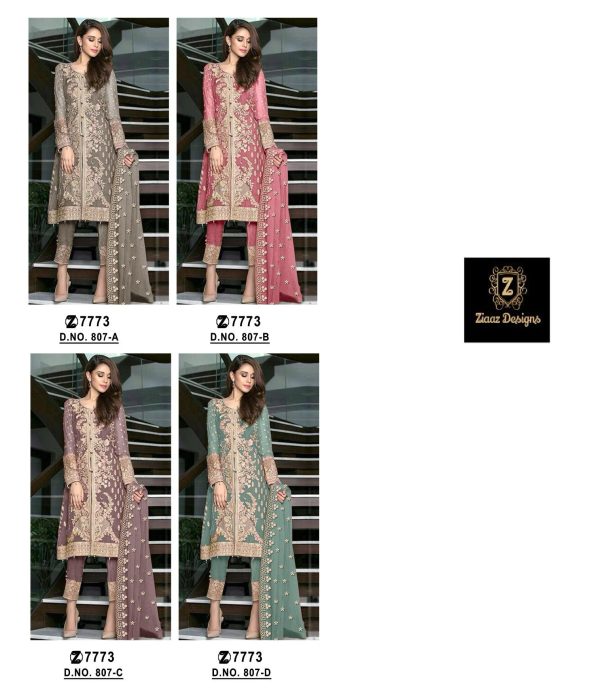 ZIAAZ DESIGNS 807 A B C D SALWAR SUITS