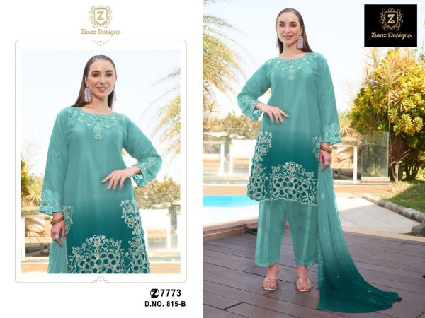 ZIAAZ DESIGNS 815 B ORGANZA PAKISTANI SUITS