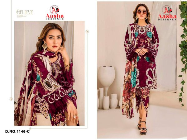 AASHA DESIGNER 1146 C PAKISTANI COTTON SUITS