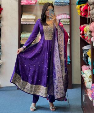 AKSHAR DESIGNER JASHN E BAHARA PURPLE ANARKALI