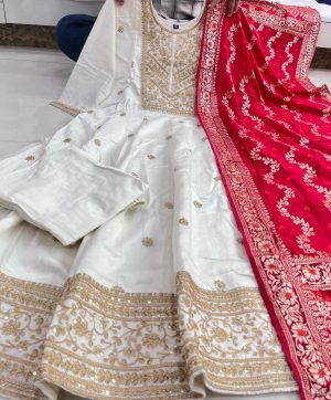 AKSHAR DESIGNER JASHN E BAHARA WHITE ANARKALI