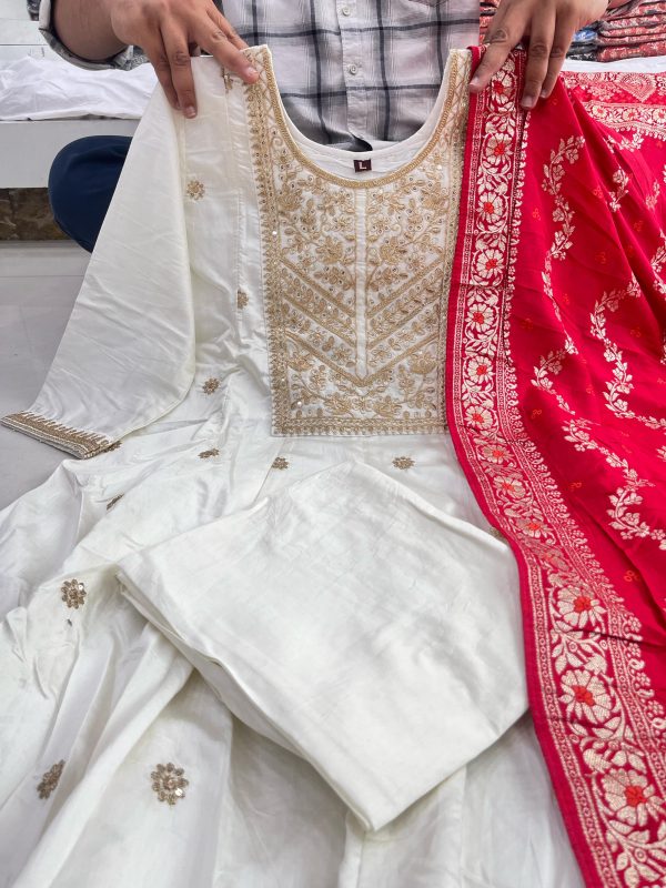 AKSHAR DESIGNER JASHN E BAHARA WHITE ANARKALI