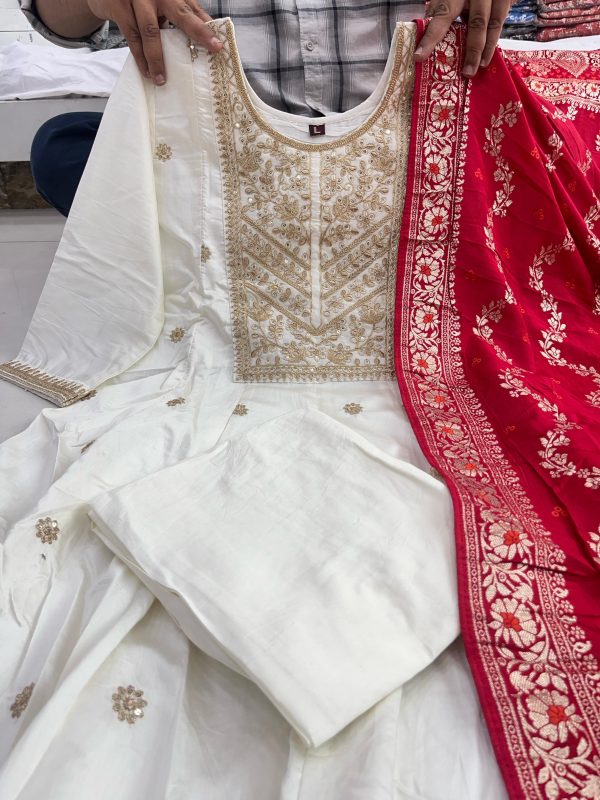 AKSHAR DESIGNER JASHN E BAHARA WHITE ANARKALI