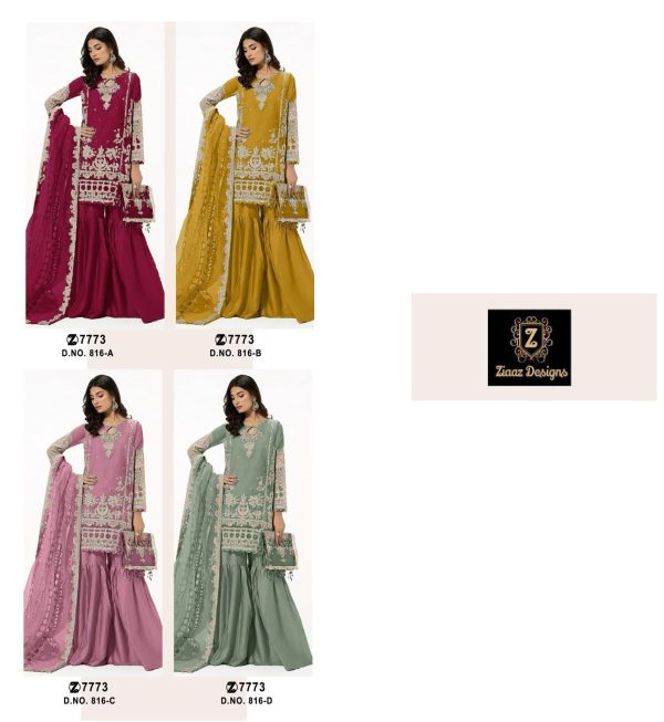 ZIAAZ DESIGNS 816 A B C D PAKISTANI SUITS