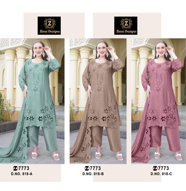 ZIAAZ DESIGNS 818 A B C SALWAR SUITS WHOLESALE