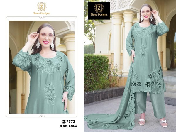 ZIAAZ DESIGNS 818 A B C SALWAR SUITS WHOLESALE