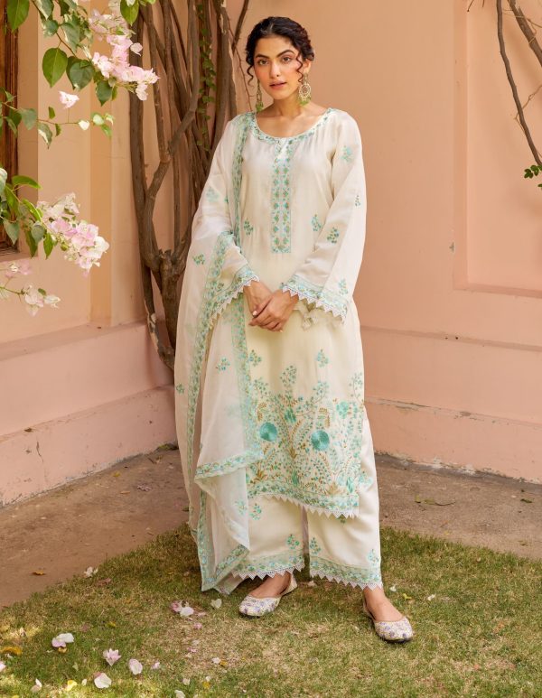 AKSHAR DESIGNER BLUE AKSHARA CHANDERI SUITS