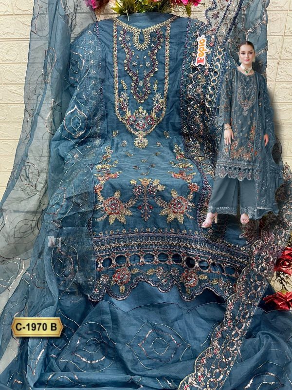 FEPIC C 1970 ROSEMEEN ORGANZA PAKISTANI SUITS