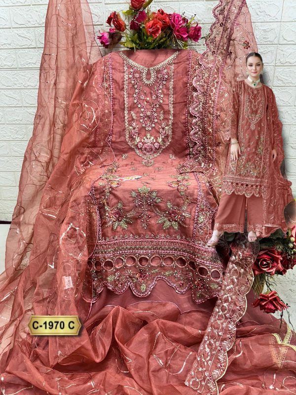 FEPIC C 1970 ROSEMEEN ORGANZA PAKISTANI SUITS