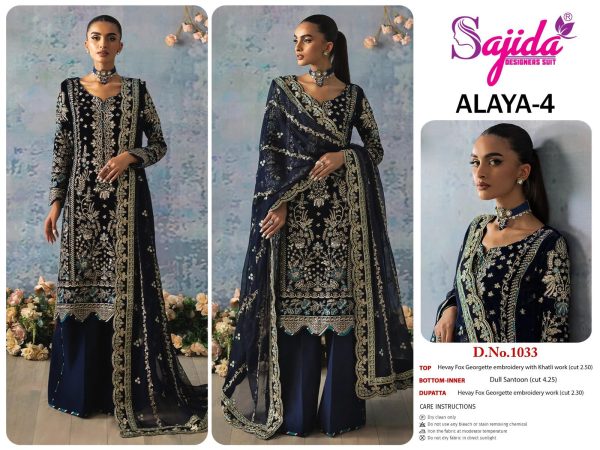 SAJIDA DESIGNERS 1033 1034 1035 ALAYA 4 SUITS