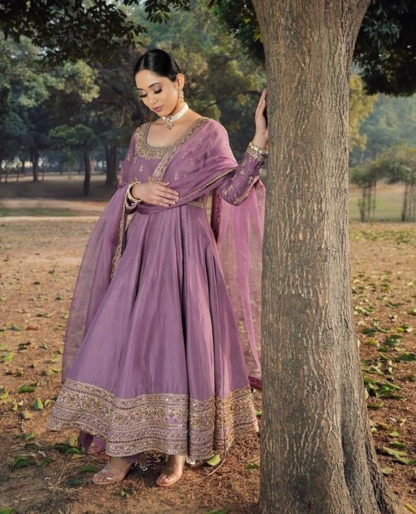 ZEEL FASHION ZF 414 DESIGNER ROMAN SILK GOWN
