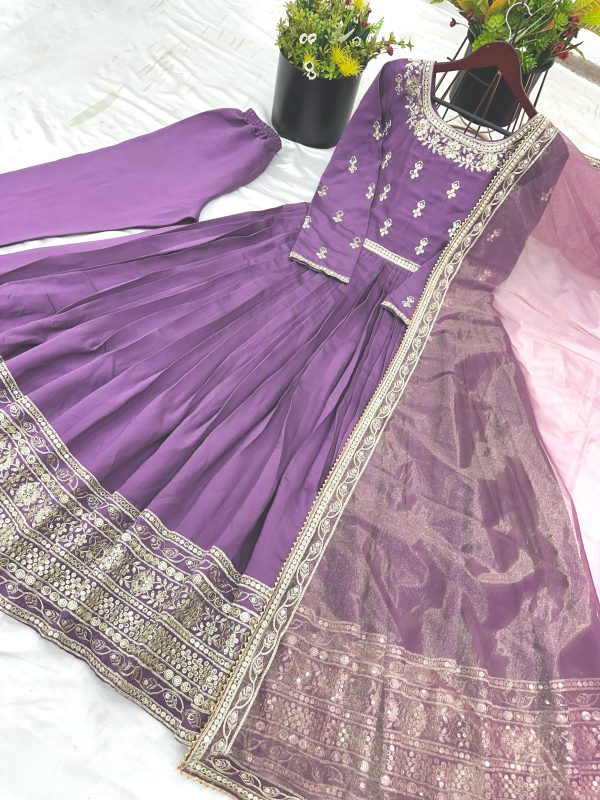 ZEEL FASHION ZF 414 DESIGNER ROMAN SILK GOWN