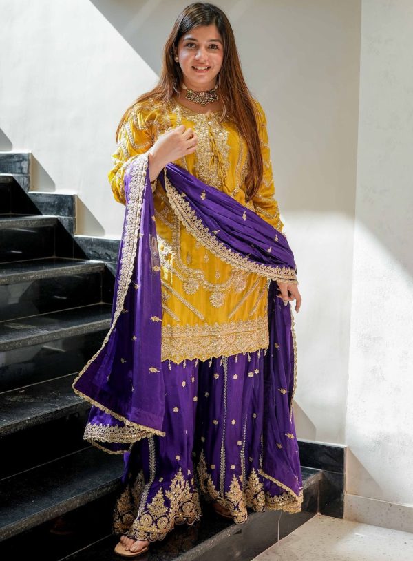 ZOYA CLOTHING ZS 7001 B CHINON SILK SHARARA SUITS